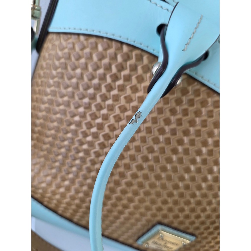 Dooney & Bourke Beacon Woven Domed Satchel Light Blue Tan Crossbody Handbag - Picture 12 of 12